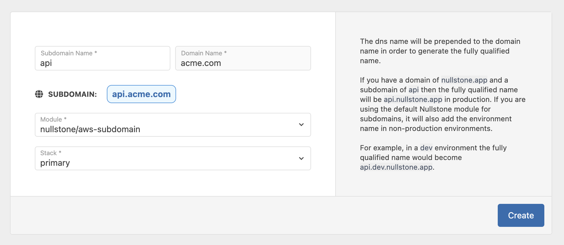 Domain - Add Subdomain