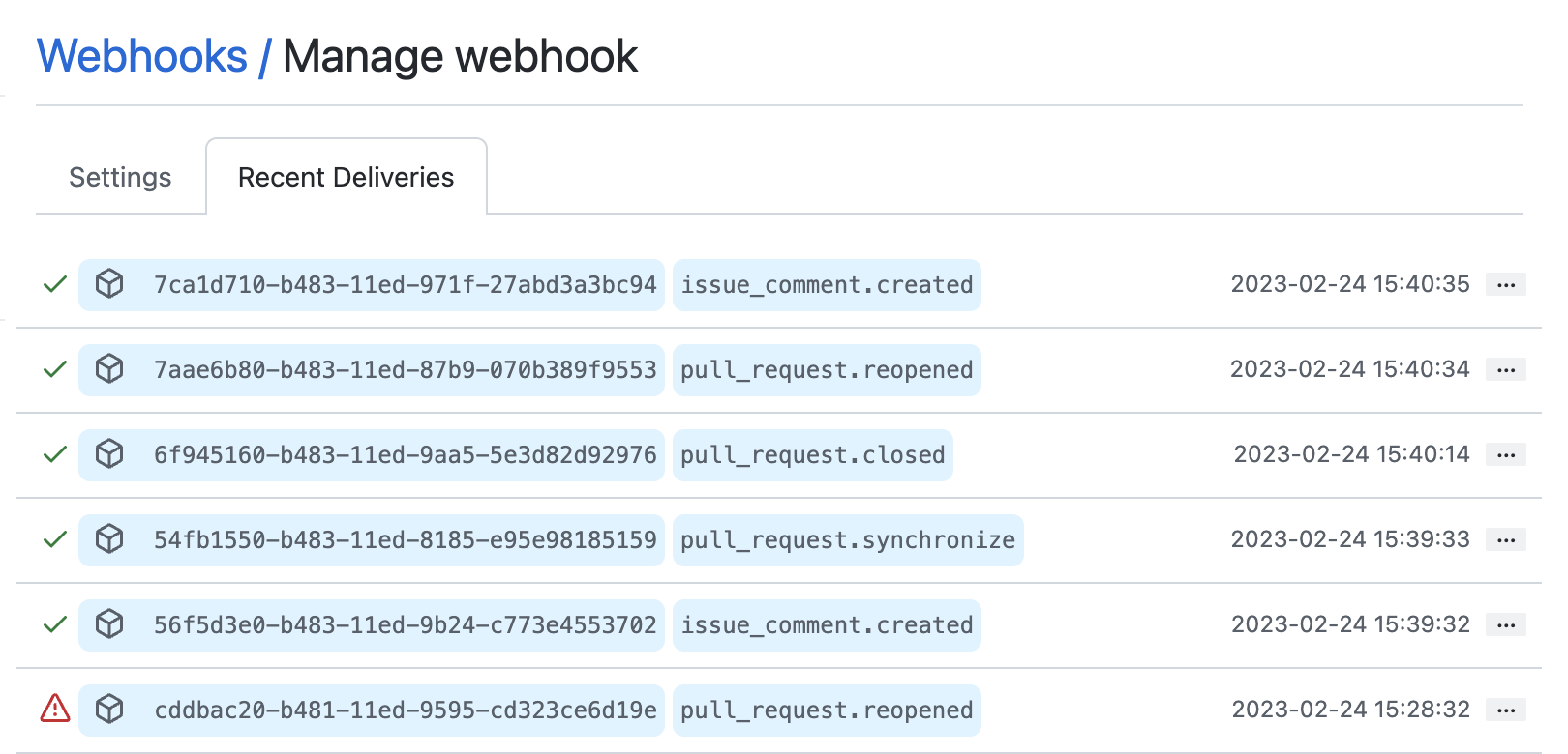 Github Webhook Deliveries